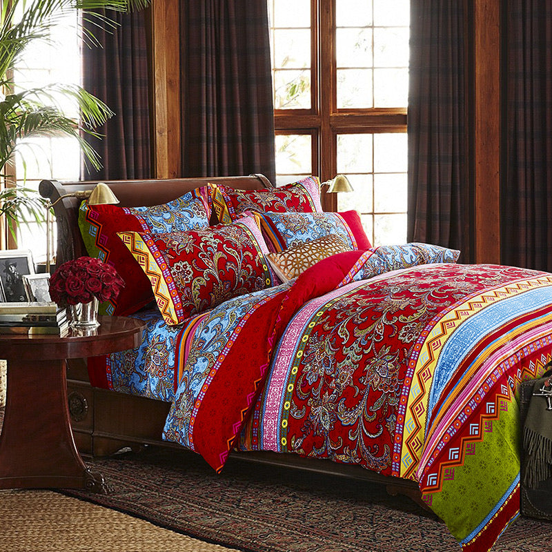 100% Cotton Thickened Brushed Bohemian Duvet Cover Set - 3 Pieces - Calm Cloud Bedding